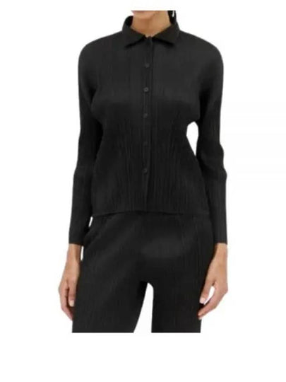 Pleated Button Long Sleeve Shirt Black - ISSEY MIYAKE - BALAAN 2