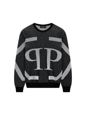 Men's Big Logo Oversized Sweater Black - PHILIPP PLEIN - BALAAN 1