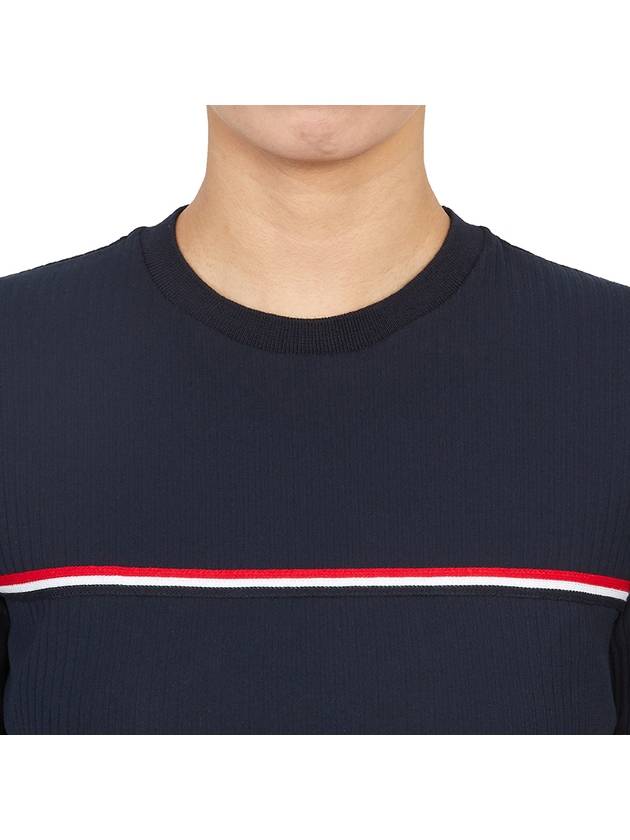 Women's High Twist Rip Stripe Short Sleeve T-Shirt Navy - THOM BROWNE - BALAAN 9