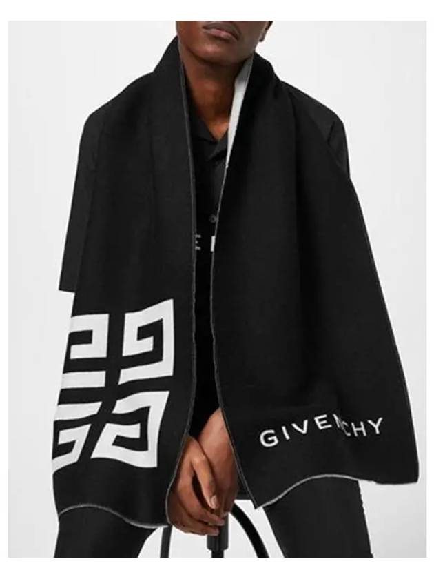 Two tone logo silk wool muffler black GV3518 J4546 1 - GIVENCHY - BALAAN 5