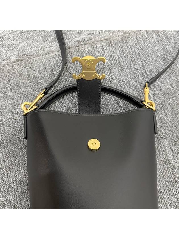 Louise Mini Smooth Calfskin Leather Bucket Bag Black - CELINE - BALAAN 10