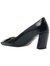 Metal Buckle Patent Leather Pumps Heel Black - ROGER VIVIER - BALAAN 4