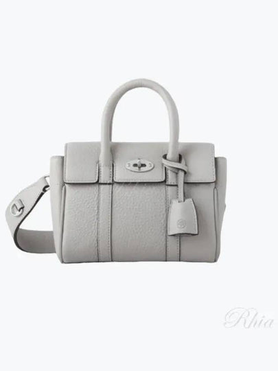 Bayswater Mini Heavy Grain Shoulder Bag Pale Grey - MULBERRY - BALAAN 2