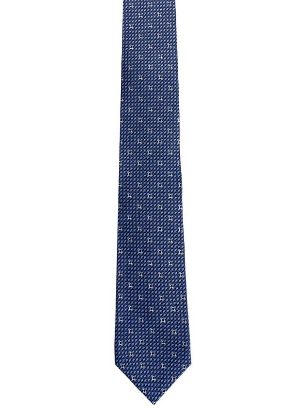 Gancini Print Silk Tie Navy Blue - SALVATORE FERRAGAMO - BALAAN 2