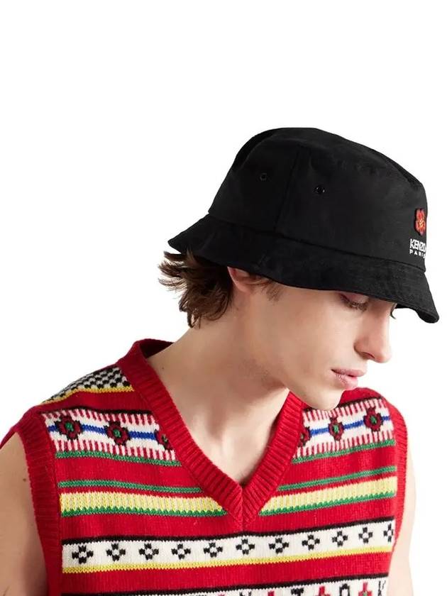 Flower Logo Bucket Hat Black - KENZO - BALAAN 4