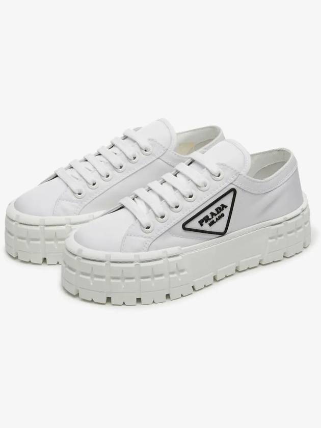 Double Wheel Re-Nylon Gabardine Low-Top Sneakers White - PRADA - BALAAN 3