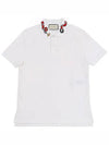 Men's Embroidered Snake Bee Logo PK Shirt White - GUCCI - BALAAN.