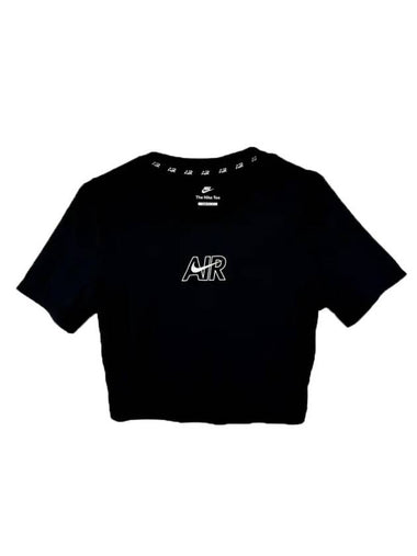 Air Slim Fit Crop Short Sleeve T-Shirt Black - NIKE - BALAAN 1