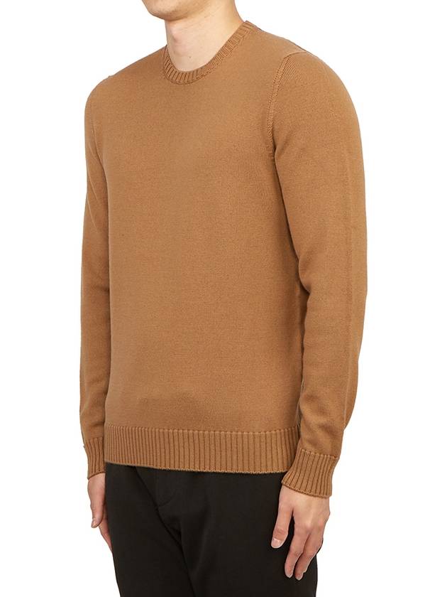 Crew Neck Wool Knit Top Brown - DRUMOHR - BALAAN 3