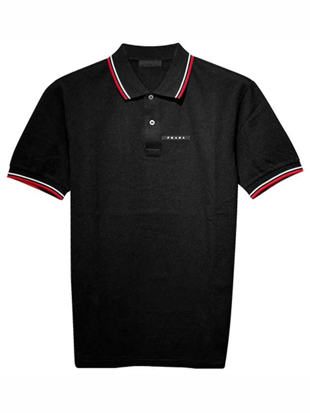 Logo Patch Polo Shirt Black - PRADA - BALAAN 2