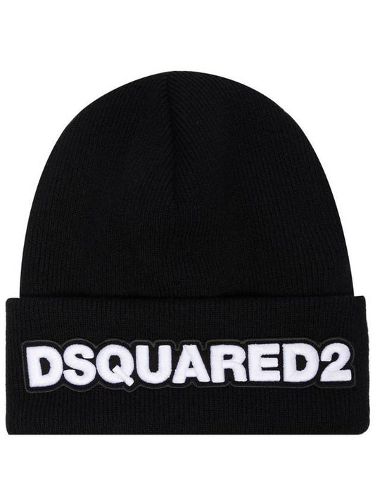 rib knit wool beanie black - DSQUARED2 - BALAAN.