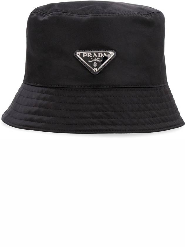 Re-Nylon Triangle Logo Bucket Hat Black - PRADA - BALAAN 4