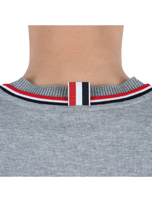 Logo Tab RWB Stripe Trimming Knit Top Grey - THOM BROWNE - BALAAN 9