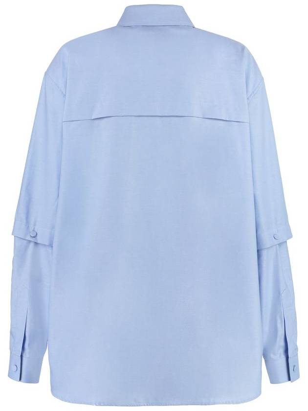 Women's Detachable Sleeve Long Sleeve Shirt Blue - GUCCI - BALAAN 3