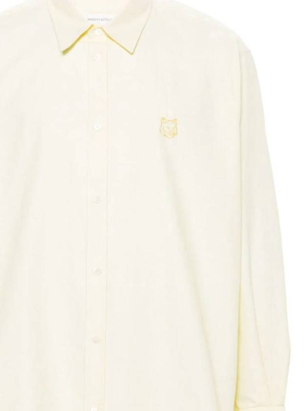 Contour Fox Head Embroidery Cotton Long Sleeve Shirt Yellow - MAISON KITSUNE - BALAAN 3