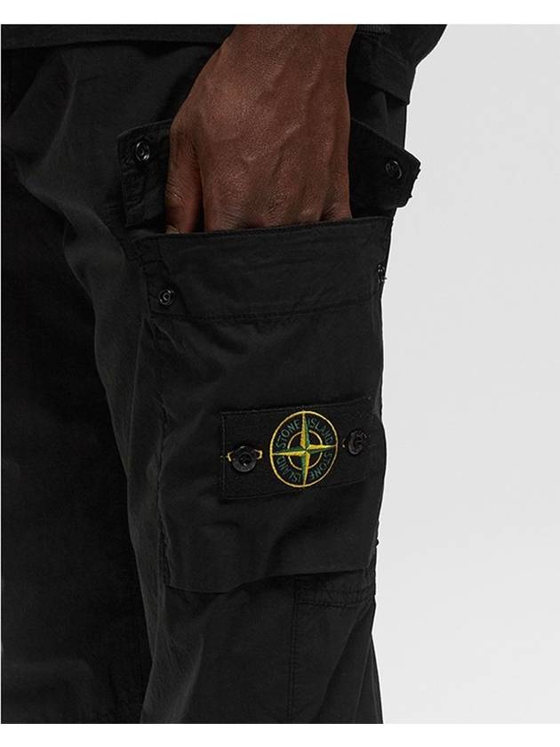 Stretch Cotton Tela Paracadute Cargo Straight Pants Black - STONE ISLAND - BALAAN 4