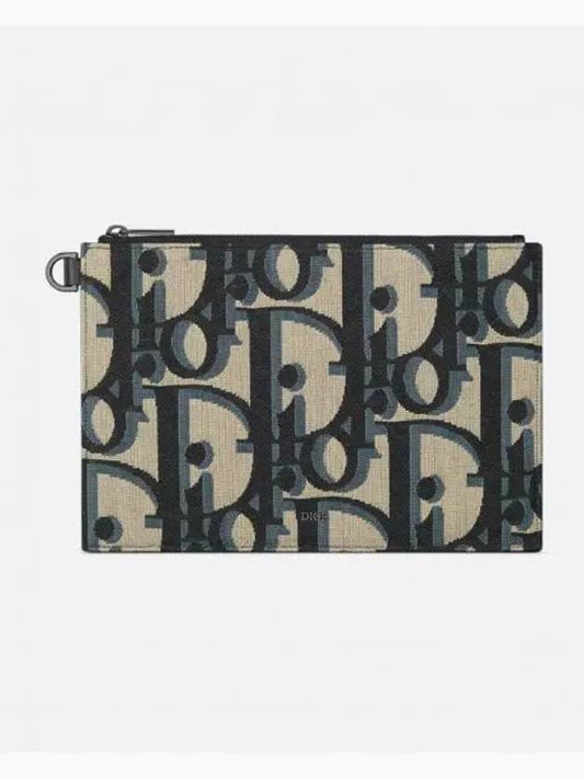 Maxi Oblique Jacquard A5 Pouch Bag Black Beige - DIOR - BALAAN 2