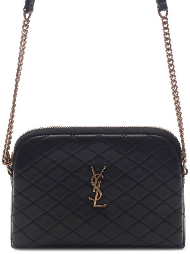 Gaby Quilted Lambskin Chain Cross Bag Black - SAINT LAURENT - BALAAN 3