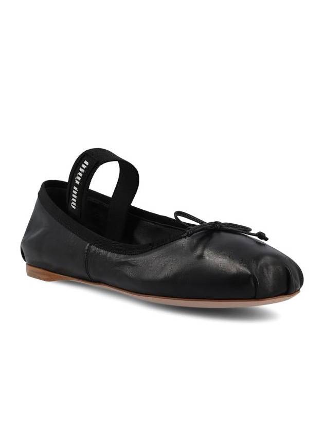 Women's Logo Leather Ballerinas Black - MIU MIU - BALAAN 3