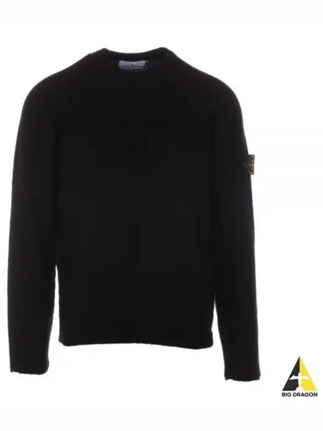 Crew Neck Wool Knit Top Black - STONE ISLAND - BALAAN 2