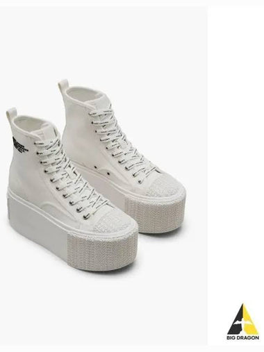 Canvas High Top Platform Sneaker White MS4AA24001WHX - MARC JACOBS - BALAAN 1