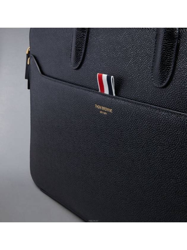 Pebble Grain Double Compartment Briefcase Black - THOM BROWNE - BALAAN 6