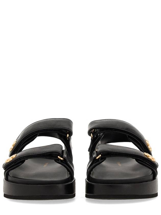 Kira Sports Logo Leather Sandals Black - TORY BURCH - BALAAN 9