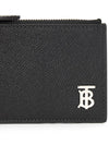 TB Logo Zipper Calfskin Card Wallet Black - BURBERRY - BALAAN 6