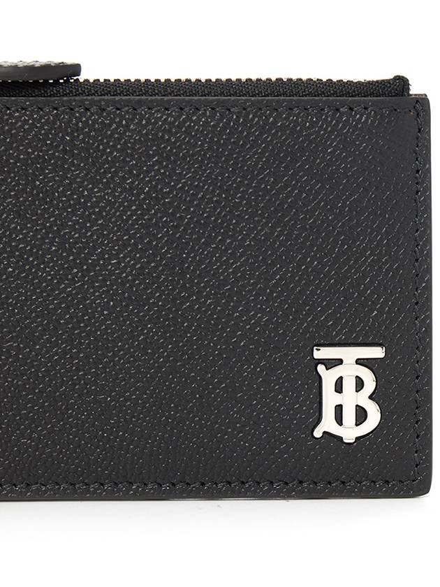 TB Logo Zipper Calfskin Card Wallet Black - BURBERRY - BALAAN 6