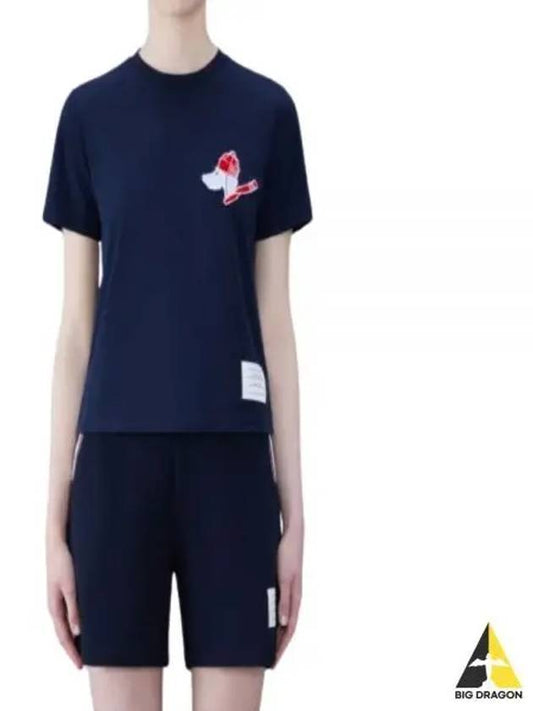 Festive Jersey Button Hector Short Sleeve T Shirt Navy - THOM BROWNE - BALAAN 2