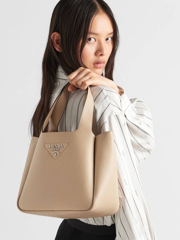 Leather Tote Bag Sand Beige - PRADA - BALAAN 3