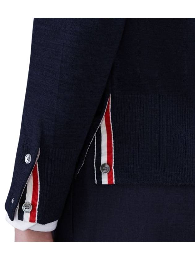 Men's Sustainable Classic Diagonal Wool Cardigan Navy - THOM BROWNE - BALAAN 6