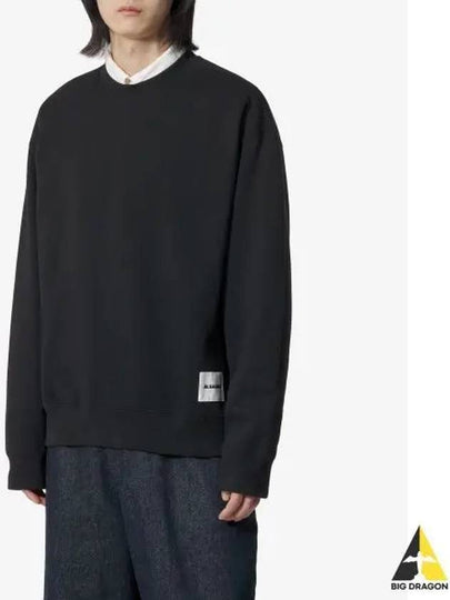 Logo Patch Crew Neck Cotton Sweatshirt Black - JIL SANDER - BALAAN 2