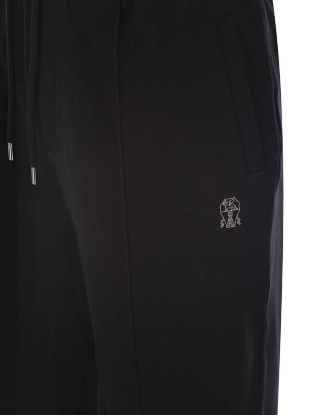 Double Fleece Track Pants Black - BRUNELLO CUCINELLI - BALAAN 5