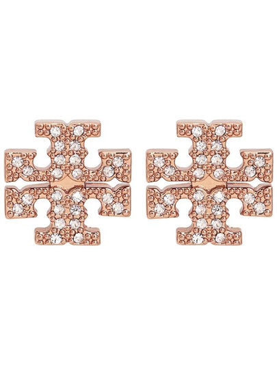 Crystal Logo Stud Earrings Rose Gold - TORY BURCH - BALAAN 2