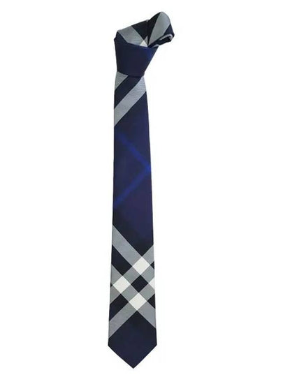 Classic Cut Check Silk Tie Navy - BURBERRY - BALAAN 2