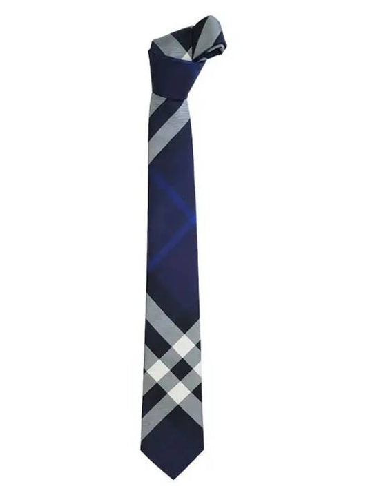 Classic Cut Check Silk Tie Navy - BURBERRY - BALAAN 2