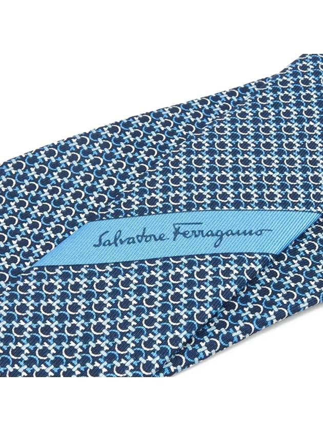 Gancini Pattern Silk Tie Blue - SALVATORE FERRAGAMO - BALAAN 5