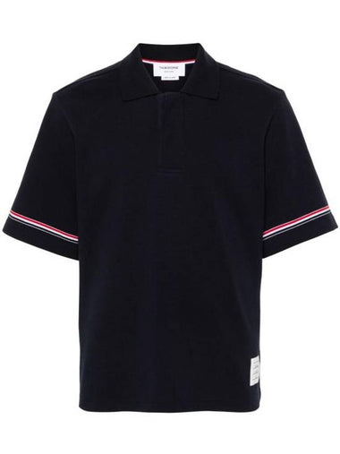 Rugby Polo Shirt Navy - THOM BROWNE - BALAAN 1