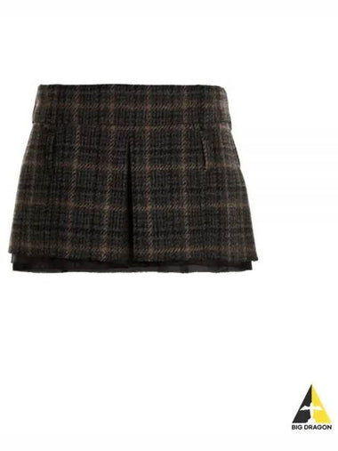 MIU Tartan Mini Skirt Charcoal MG1852 113H - MIU MIU - BALAAN 1