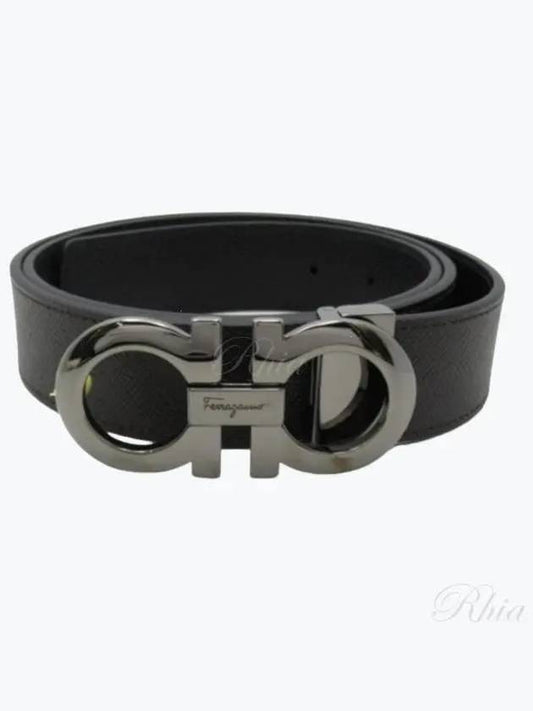 Gancini Reversible Adjustable Leather Belt Black - SALVATORE FERRAGAMO - BALAAN 2