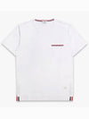 Men's Medium Weight Jersey Tipped Pocket Crewneck Short Sleeve T-Shirt White - THOM BROWNE - BALAAN 2