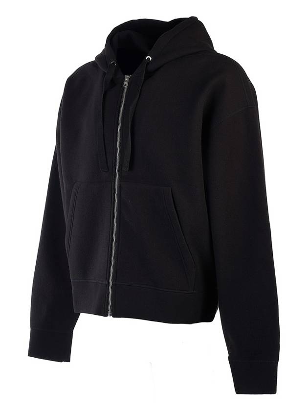 Wool Viscose Zip-Up Hoodie Black - AMI - BALAAN 3