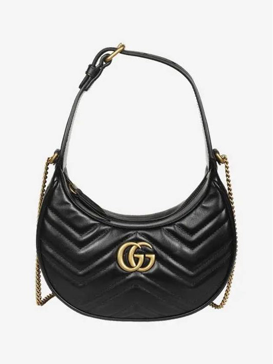 GG Marmont Half Moon Mini Bag Black - GUCCI - BALAAN 2