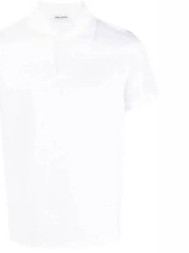 Men's Monogram Cotton Short Sleeve Polo Shirt White - SAINT LAURENT - BALAAN 2