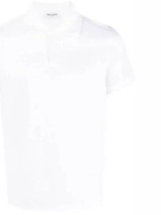 Men's Monogram Cotton Short Sleeve Polo Shirt White - SAINT LAURENT - BALAAN 2