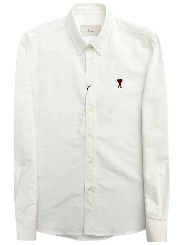 Heart Logo Oxford Shirt BFUSH063 168 - AMI - BALAAN 1