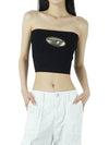 Women's D Logo Knit Crop Sleeveless Black - DIESEL - BALAAN 5