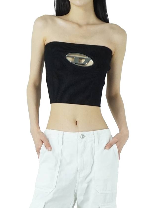 Women's D Logo Knit Crop Sleeveless Black - DIESEL - BALAAN 5