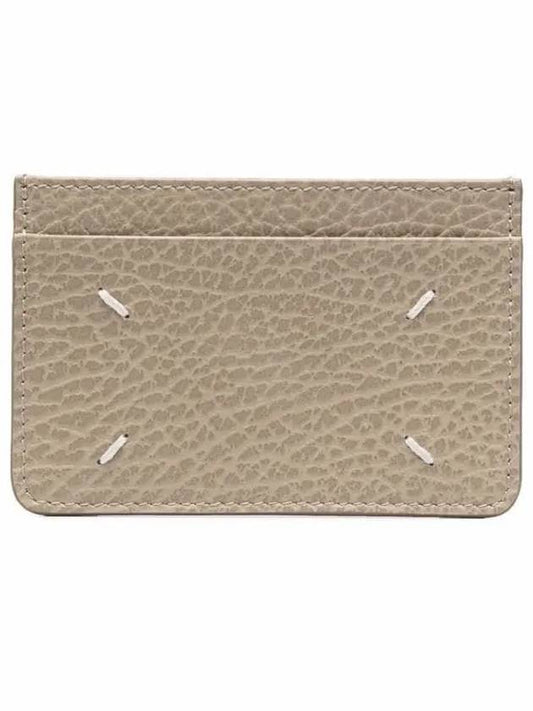 Stitched Leather Card Wallet Beige - MAISON MARGIELA - BALAAN.